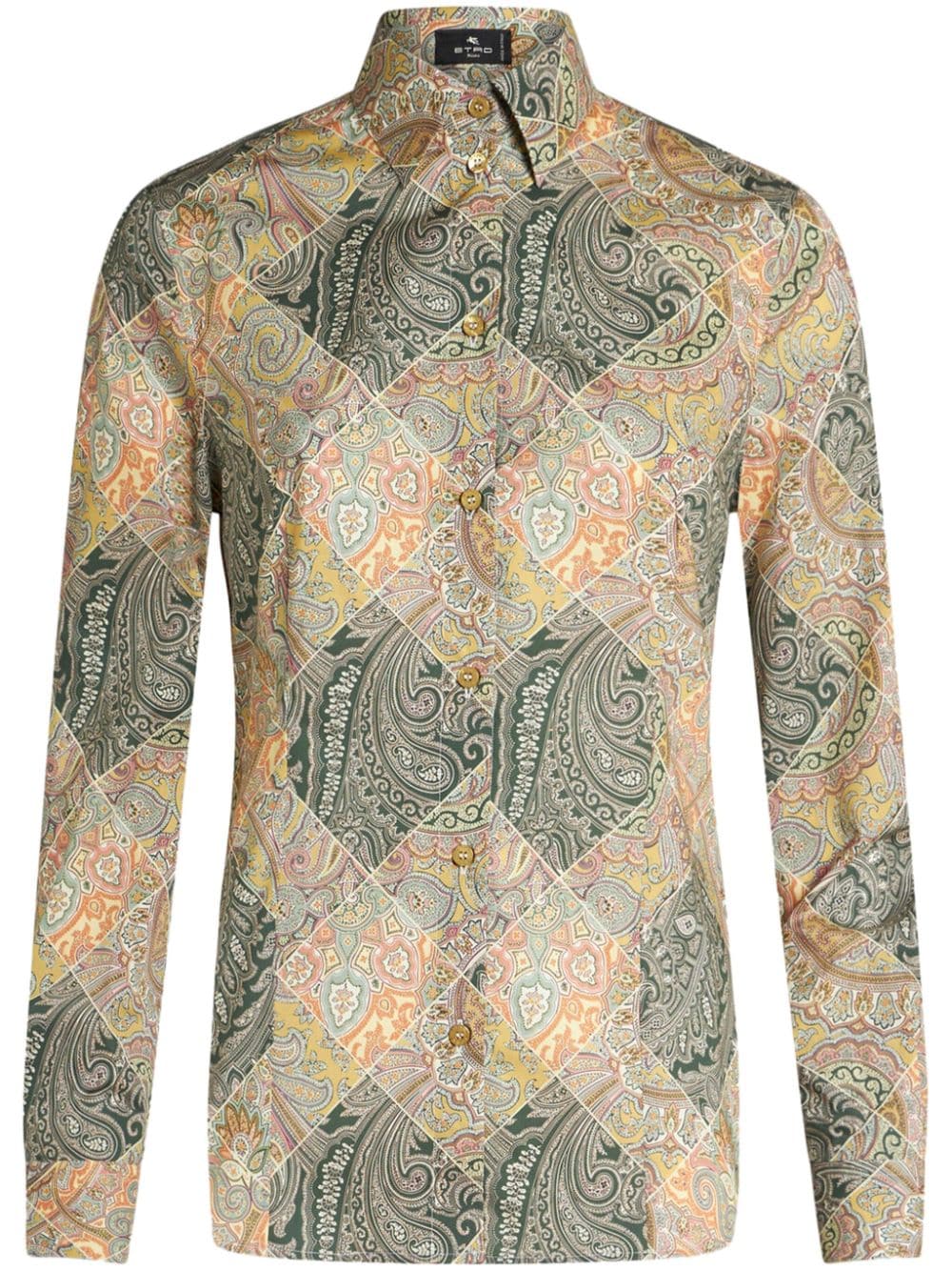 Etro Etro Patchwork-print poplin shirt