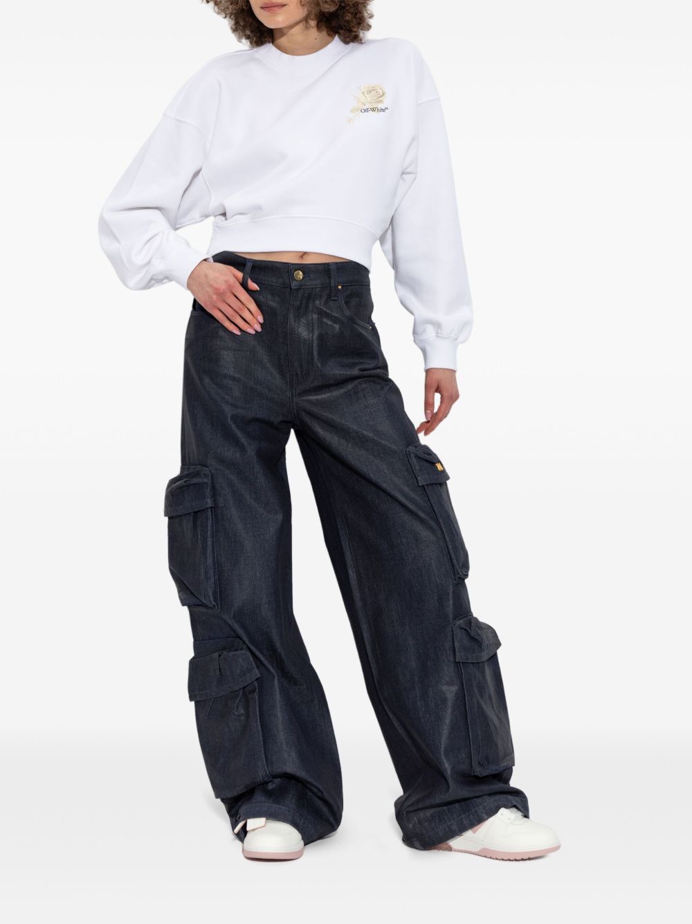 Off White Off White logo-print cropped sweatshirt