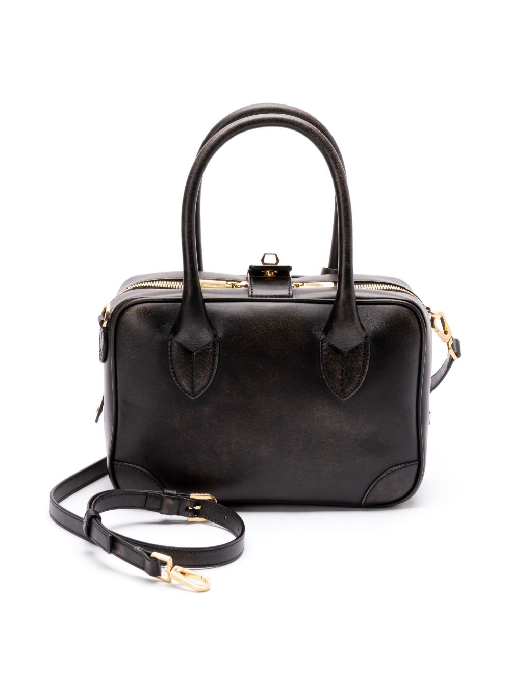 Golden Goose Golden Goose Vita Bag in smooth black leather and gold details