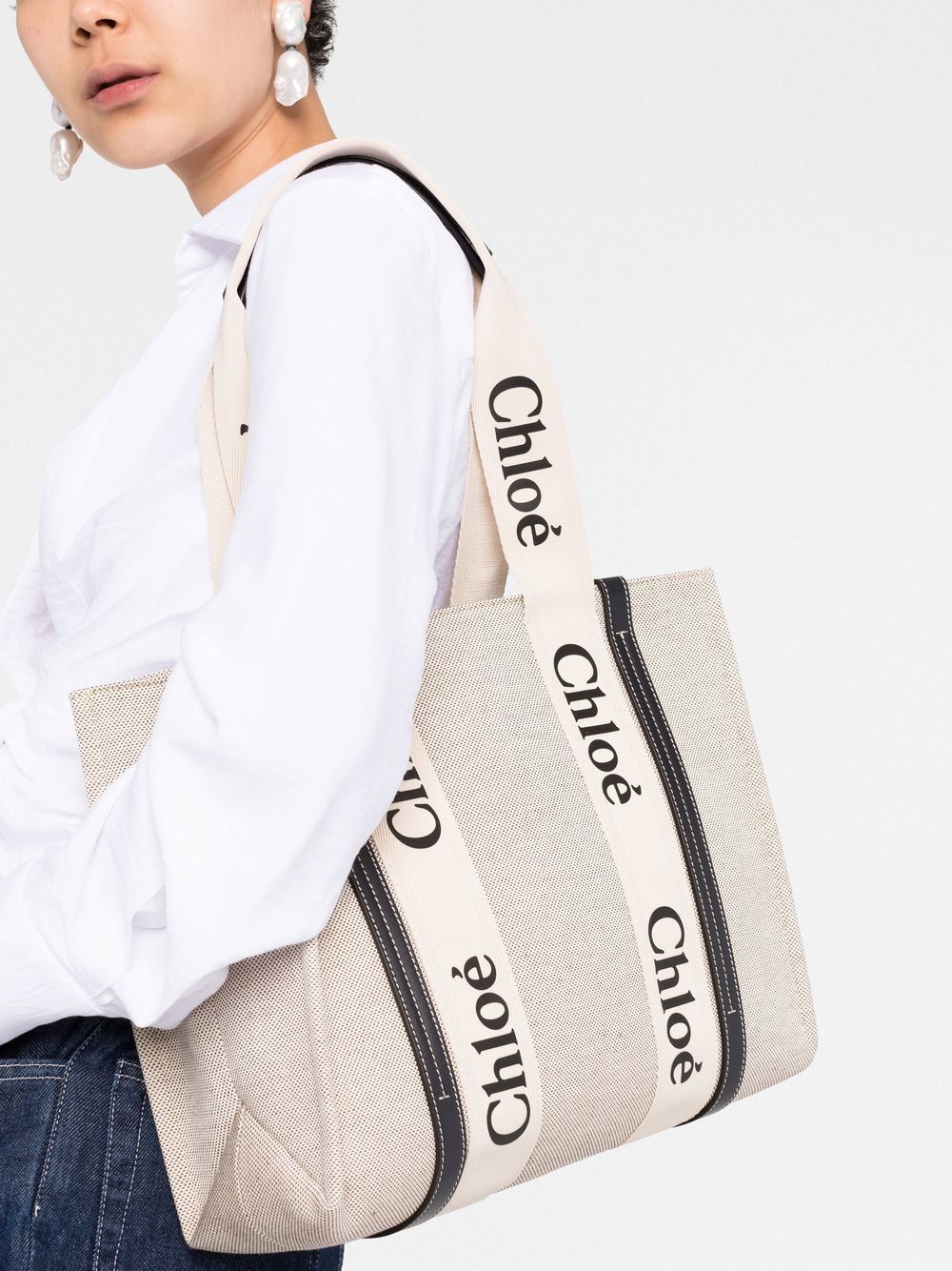 Chloé Chloé Woody canvas medium tote bag
