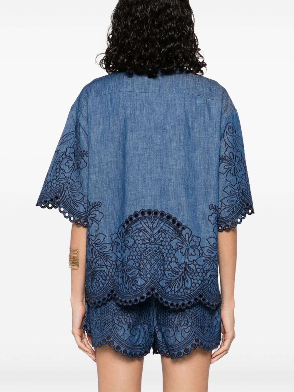 Zimmermann Zimmermann Coco Embroidered Denim Shirt