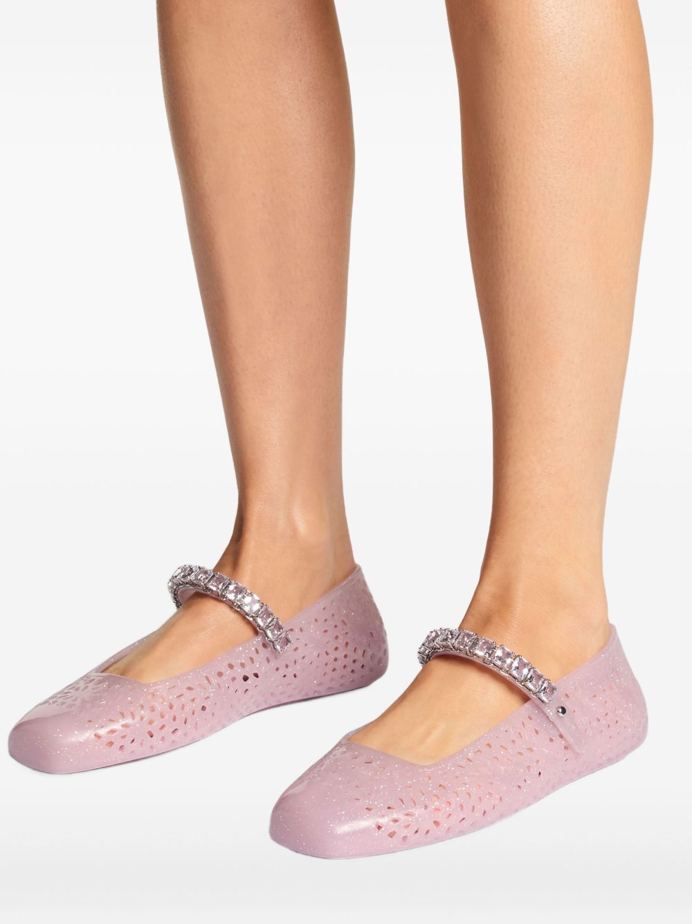 Jimmy Choo Jimmy Choo The Jelly Ballerina Flats with Crystal Embellishment