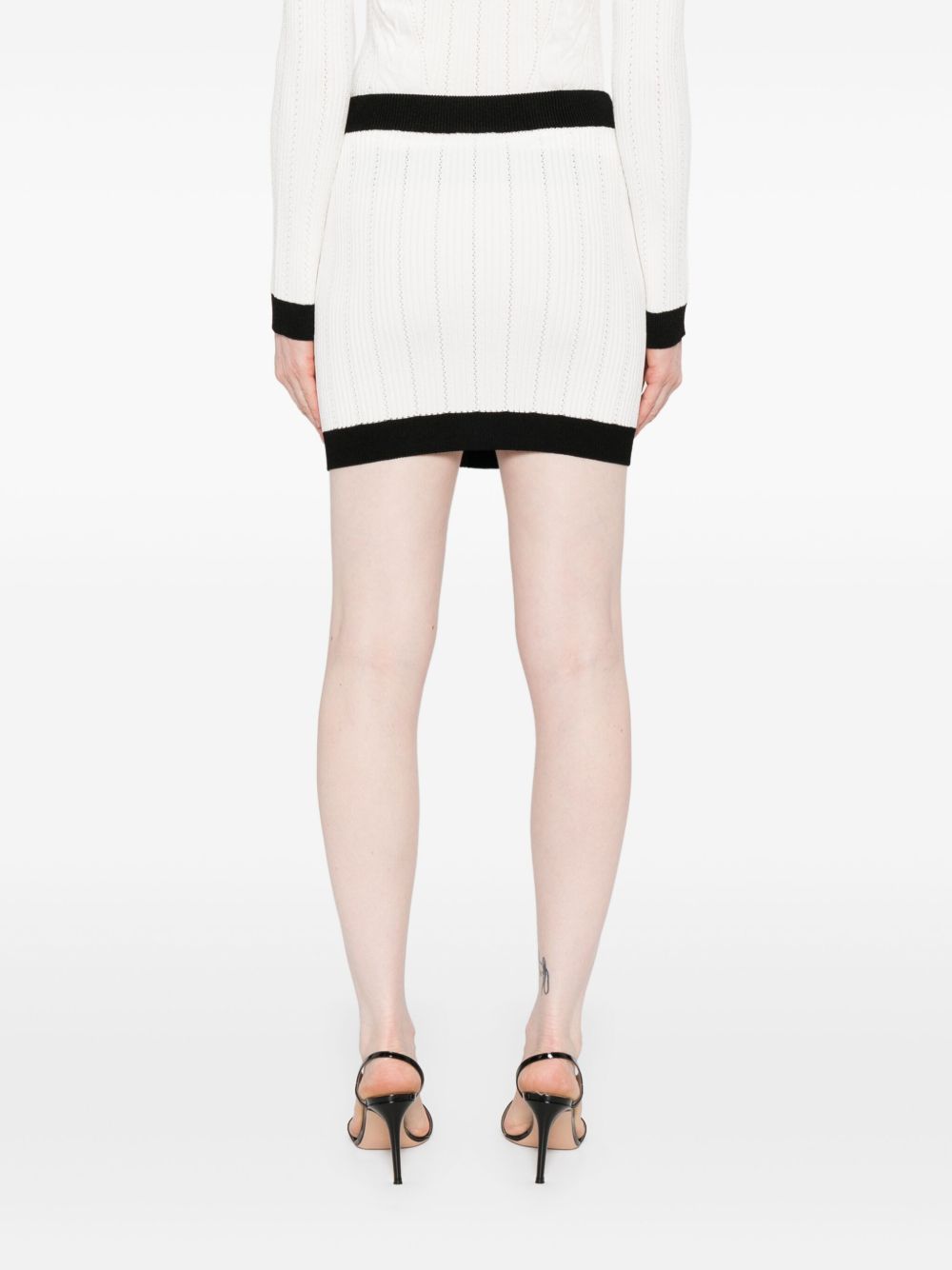 Balmain Balmain Button-embellished ribbed-knit mini skirt