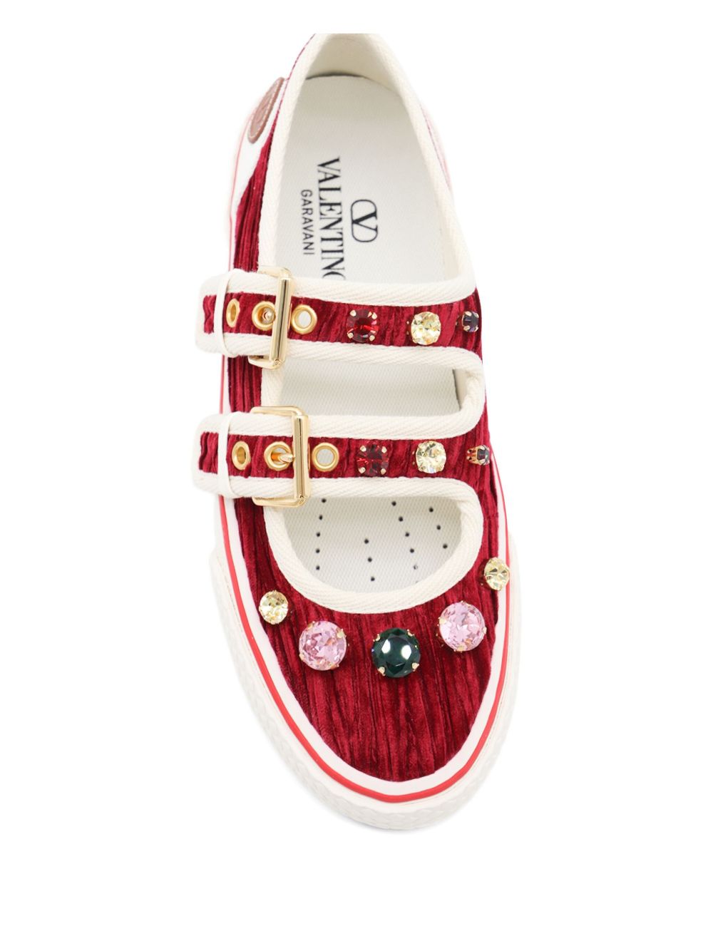 Valentino Garavani Valentino Garavani Jewel-embellished buckle sneakers