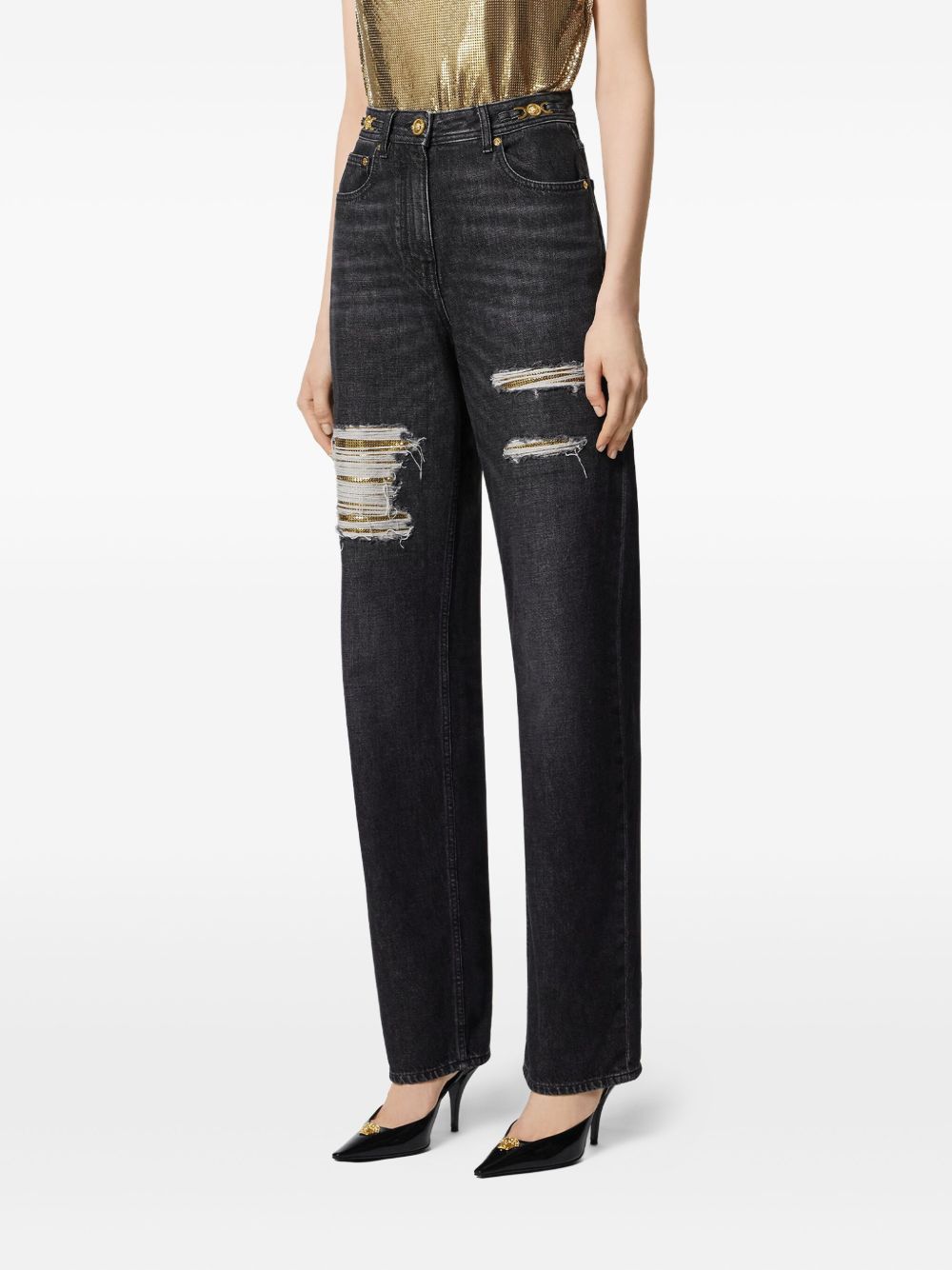 Versace Versace Metal Mesh Regular-Fit Jeans