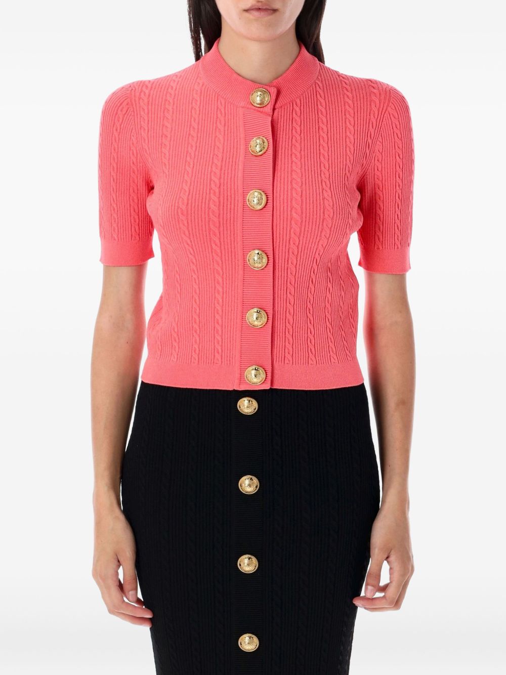 Balmain Cable-knit buttoned cardigan