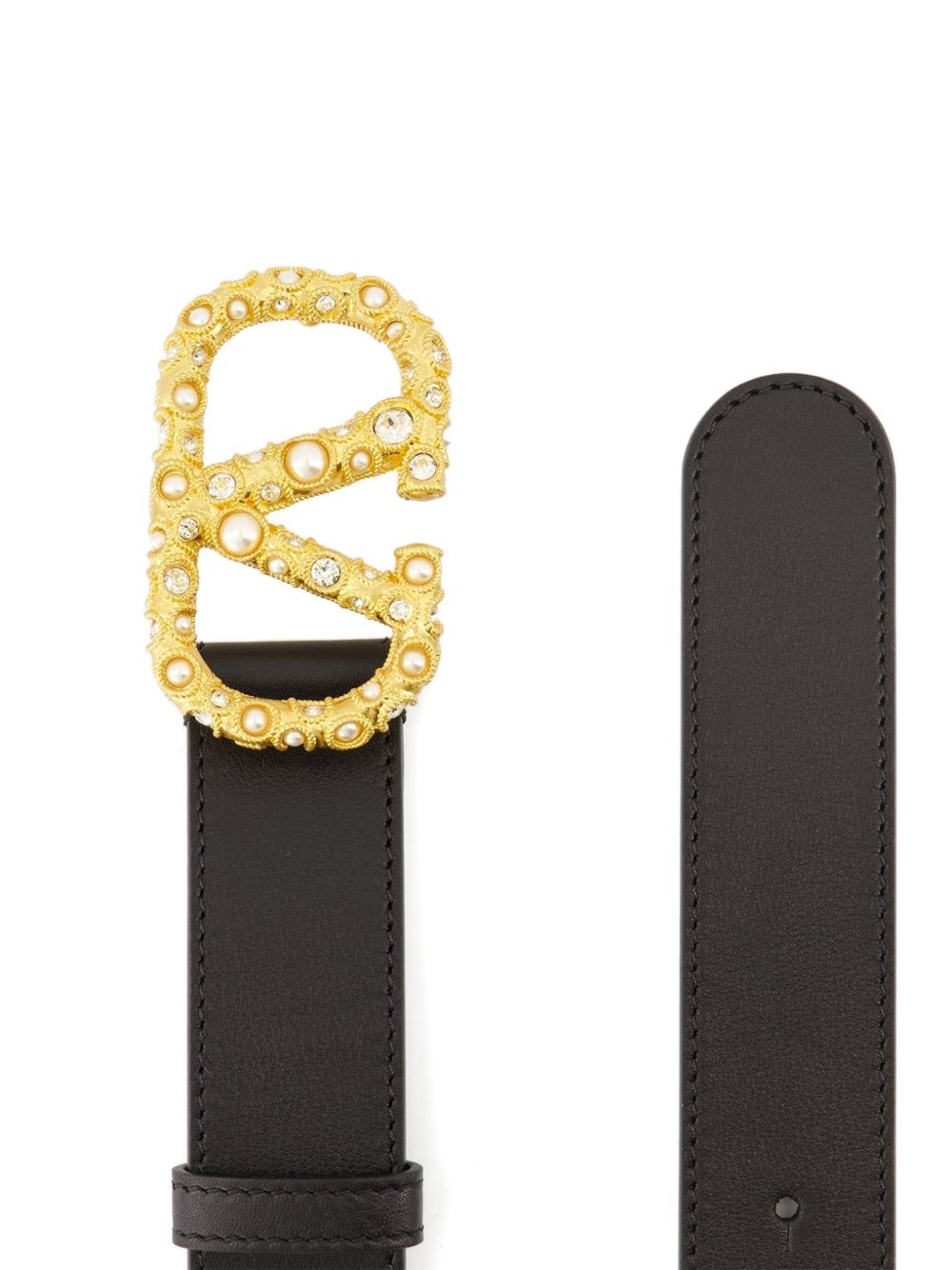 Valentino Garavani Valentino Garavani crystal embellishment VLogo Signature leather belt
