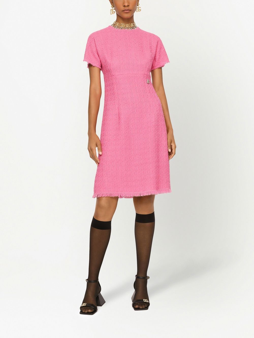 Dolce & Gabbana Dolce & Gabbana Rachel tweed calf-length dress with DG logo