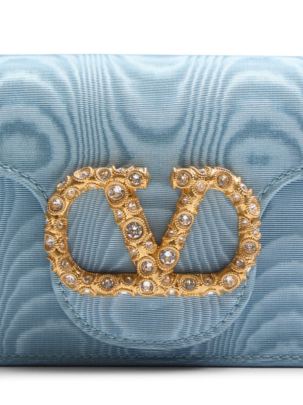 Valentino Garavani Valentino Garavani Locò Moiré Fabric Clutch with Jewel Logo