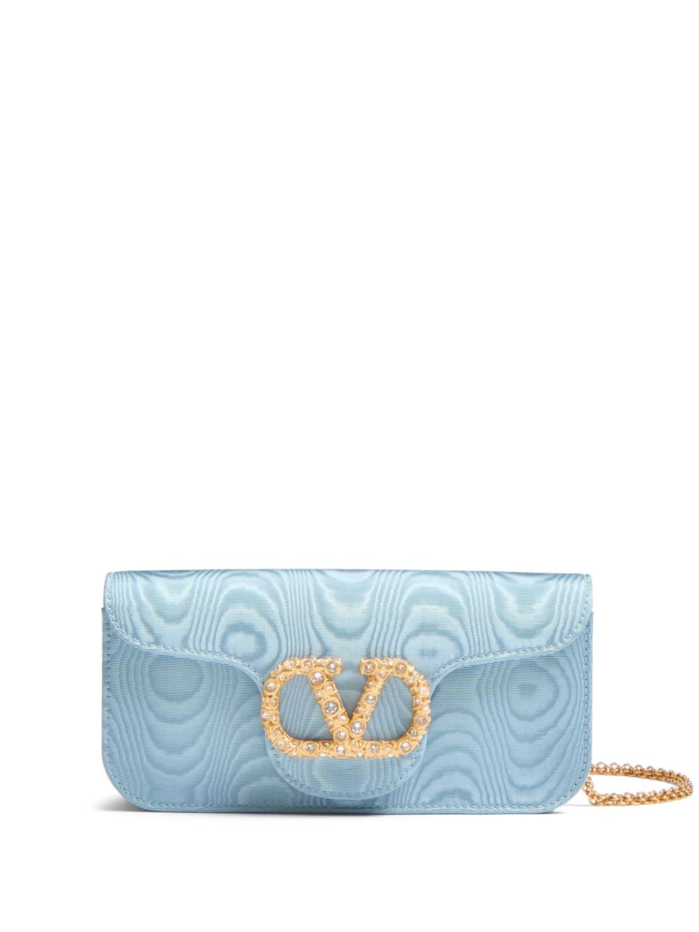 Valentino Garavani Valentino Garavani Locò Moiré Fabric Clutch with Jewel Logo