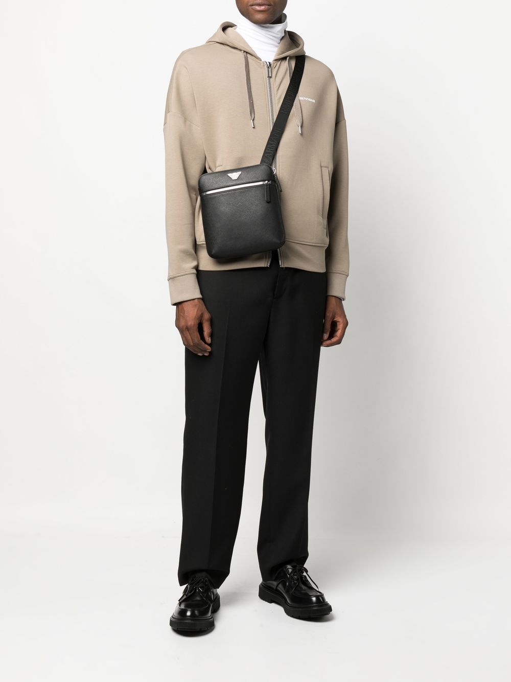 Emporio Armani Emporio Armani Flat shoulder bag in regenerated saffiano leather with ASV eagle plaque