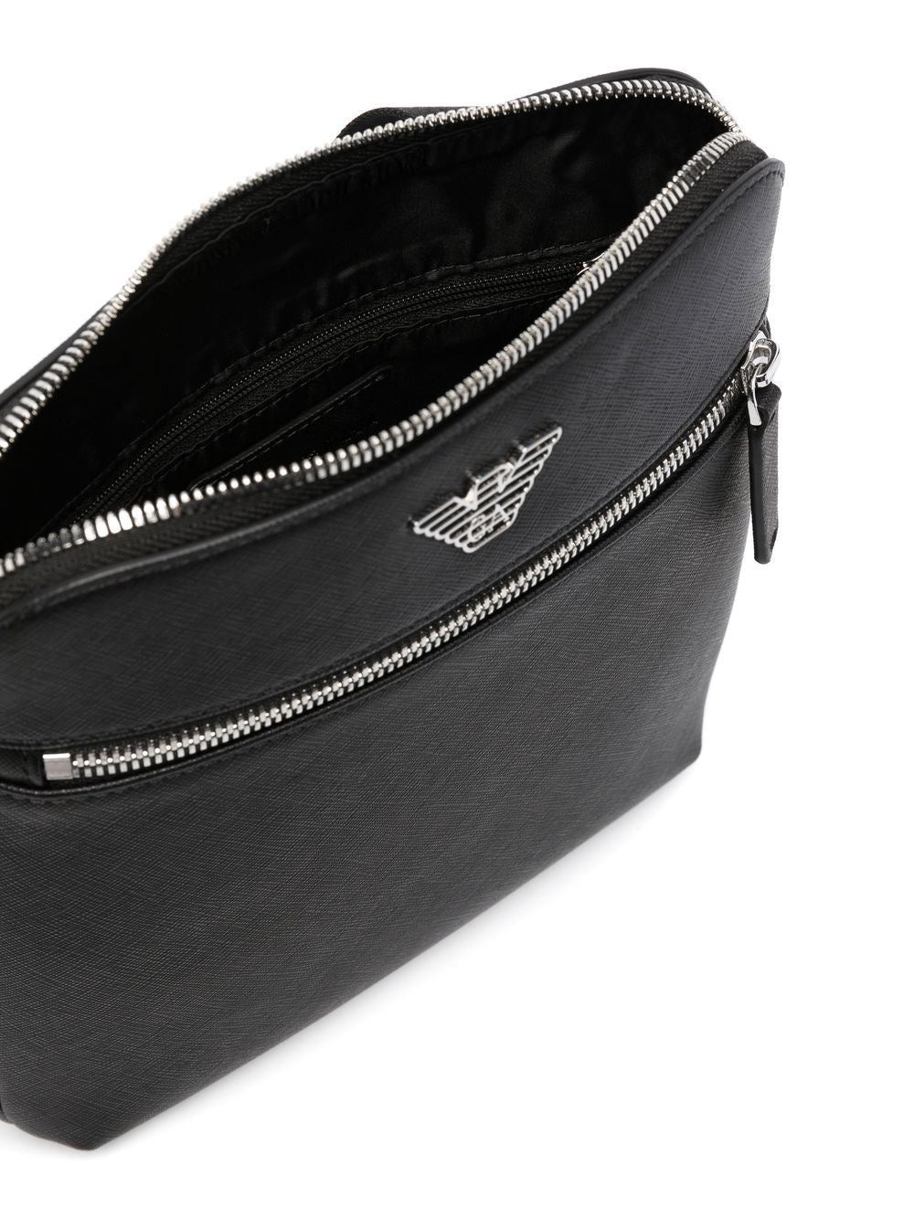 Emporio Armani Emporio Armani Flat shoulder bag in regenerated saffiano leather with ASV eagle plaque
