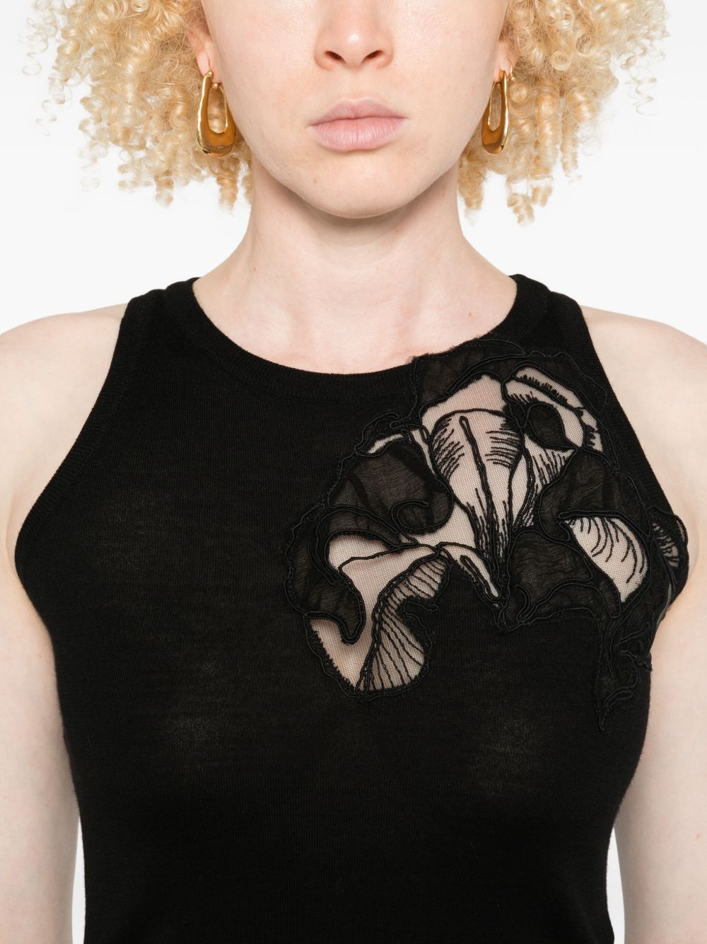 Ermanno Scervino Ermanno Scervino Floral-embroidery sleeveless vest