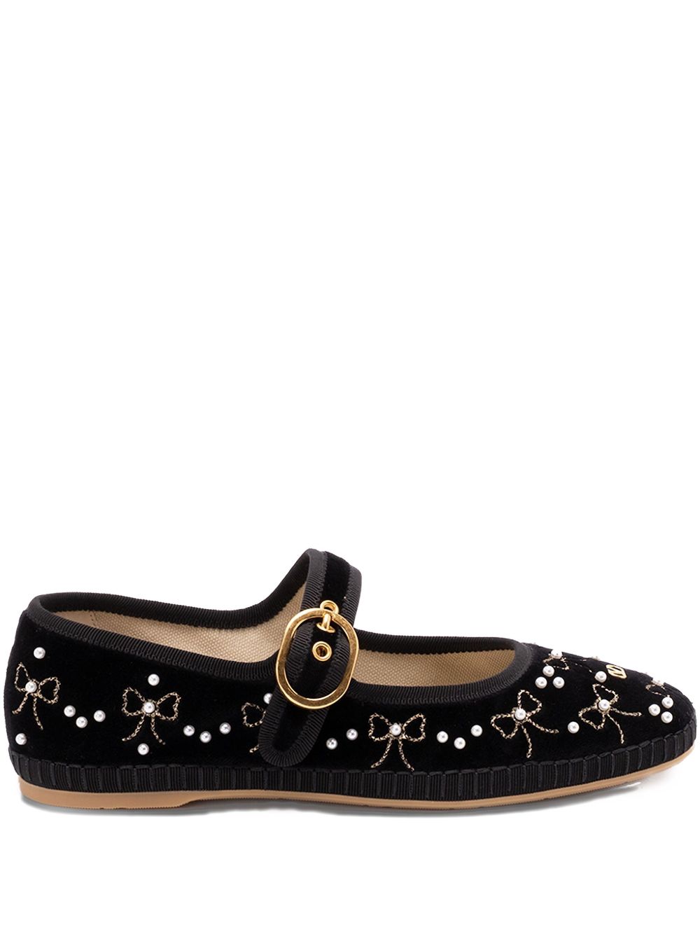 Valentino Garavani Valentino Garavani VLogo bow-embellished ballet flats