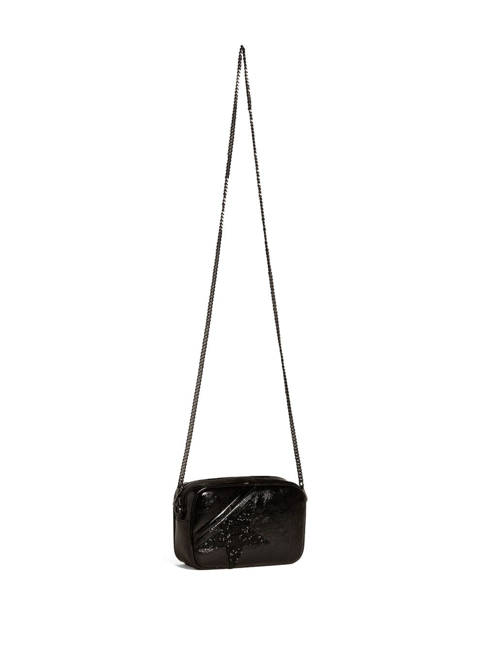 Golden Goose Mini Star Bag In Black Leather With Swarovski Crystal Star