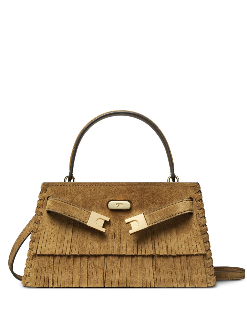 Tory Burch Mini Lee Radziwill Suede Fringe Top-Handle Bag