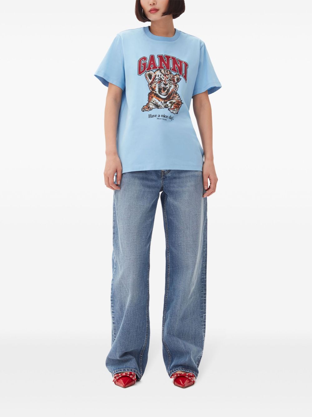 Ganni GANNI T-shirts and Polos Clear Blue