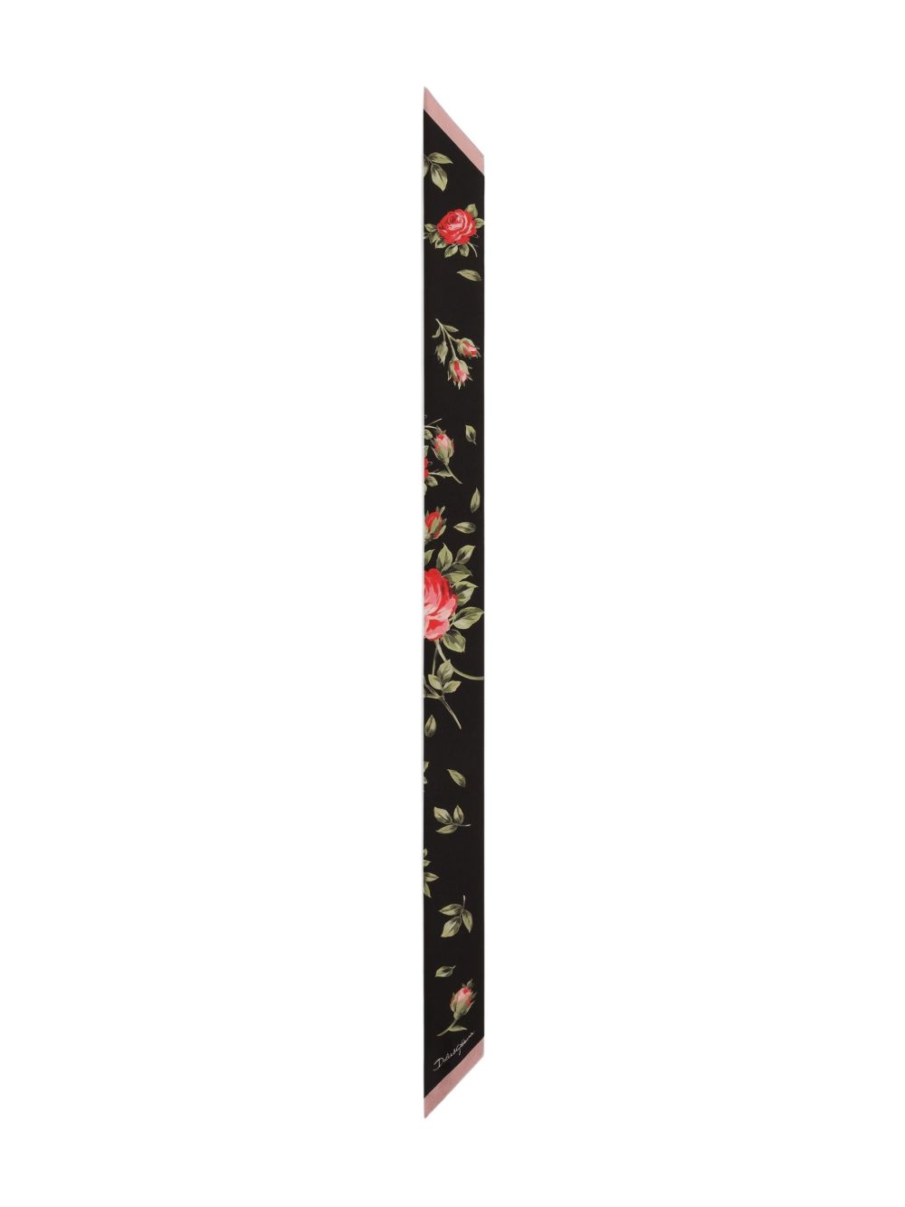 Dolce & Gabbana-black silk floral bouquet skinny scarf