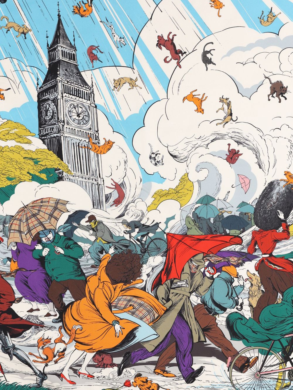 Burberry Raining Cats And Dogs Silk Scarf