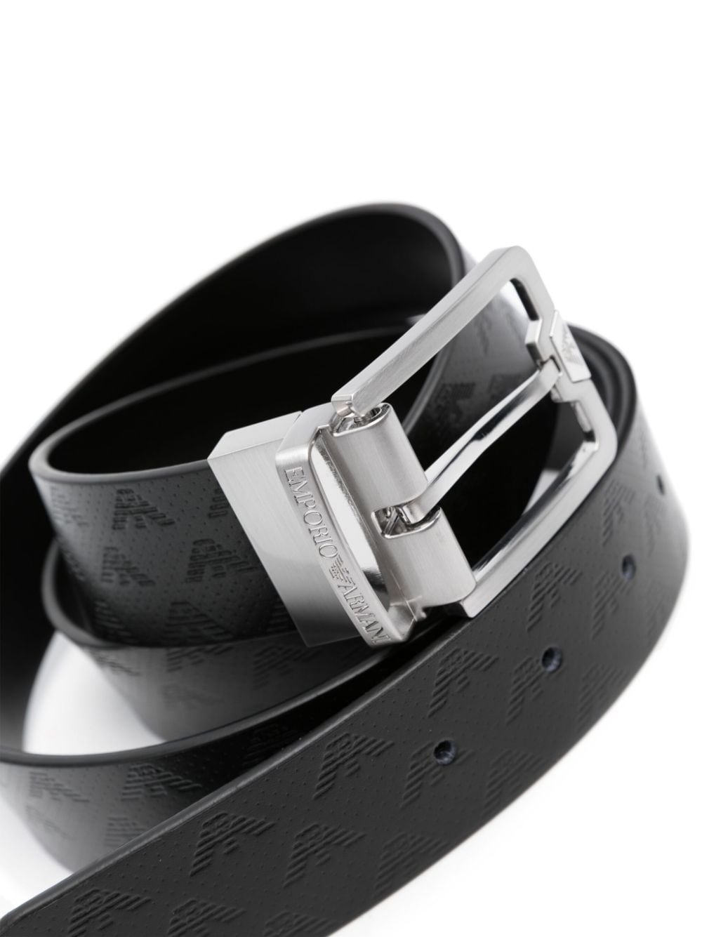 Emporio Armani Exclusive Reversible Leather Belt With All-Over Monogram