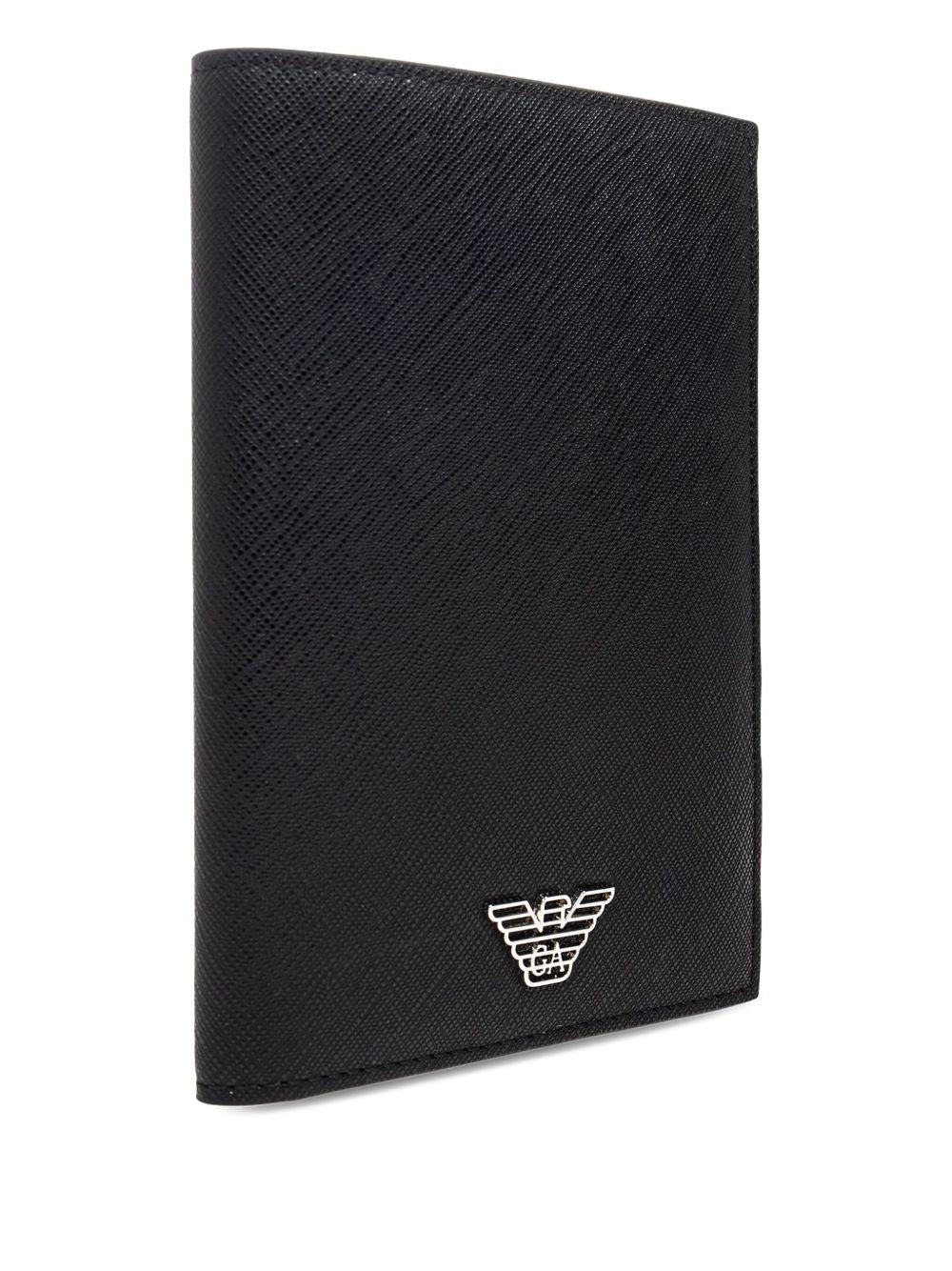 Emporio Armani Asv Regenerated Saffiano Leather Passport Holder With Eagle Plate