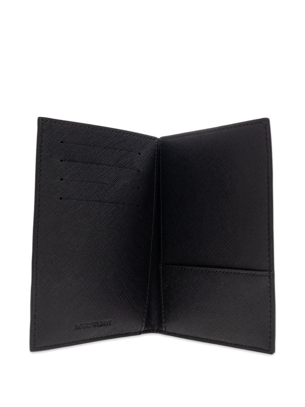Emporio Armani Asv Regenerated Saffiano Leather Passport Holder With Eagle Plate