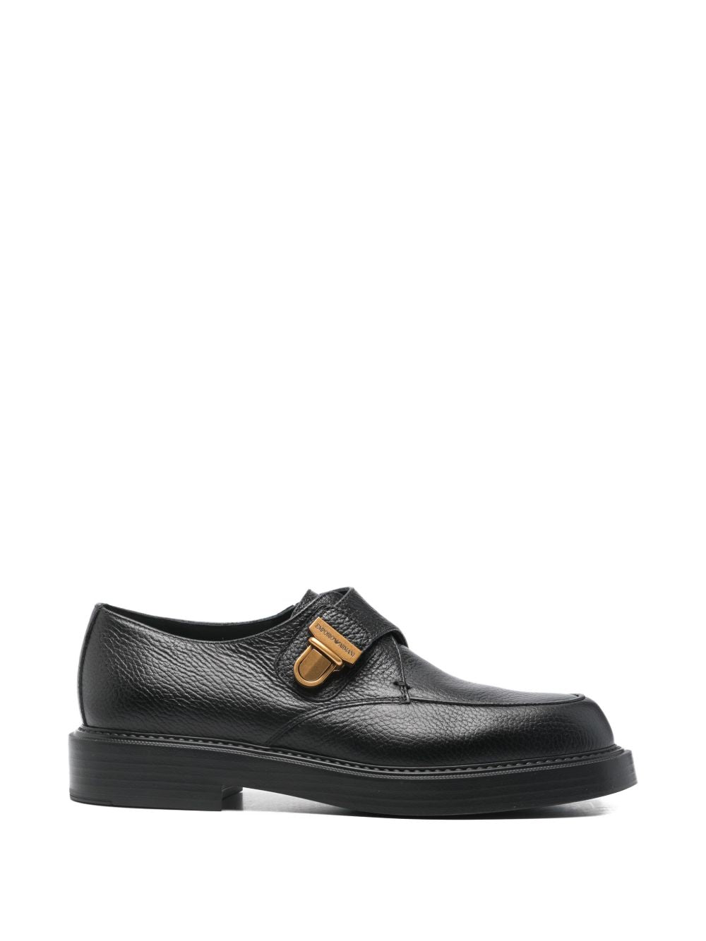 Emporio Armani Icon pebbled leather chunky monk straps
