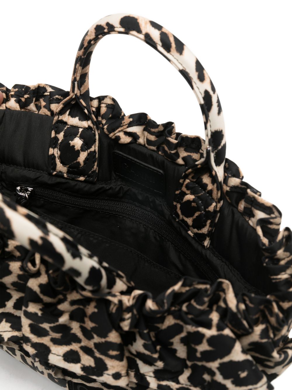 Ganni Ruffled-Upper Leopard-Print Tote Bag