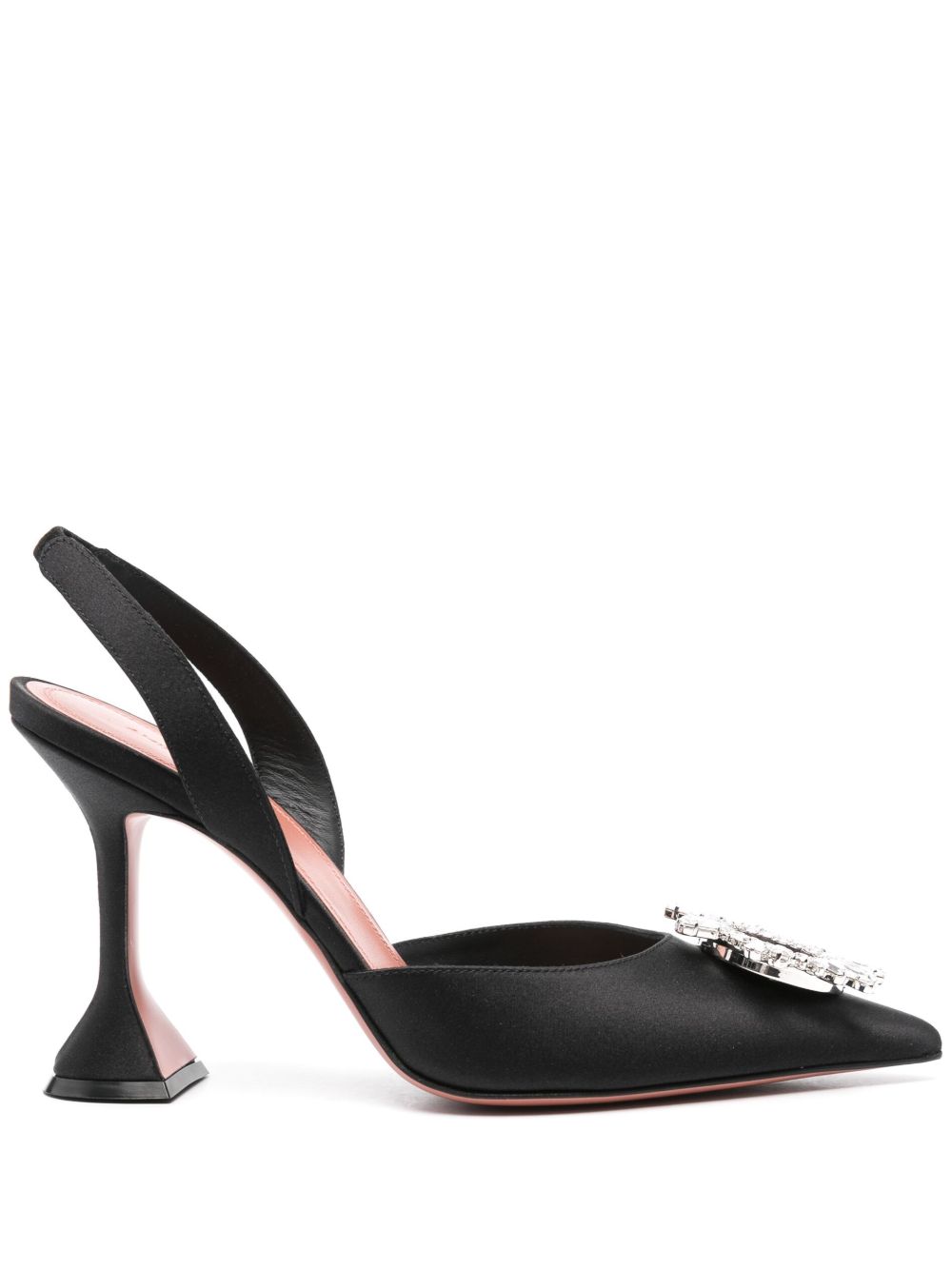 Amina Muaddi Begum Sling 95 Black Satin