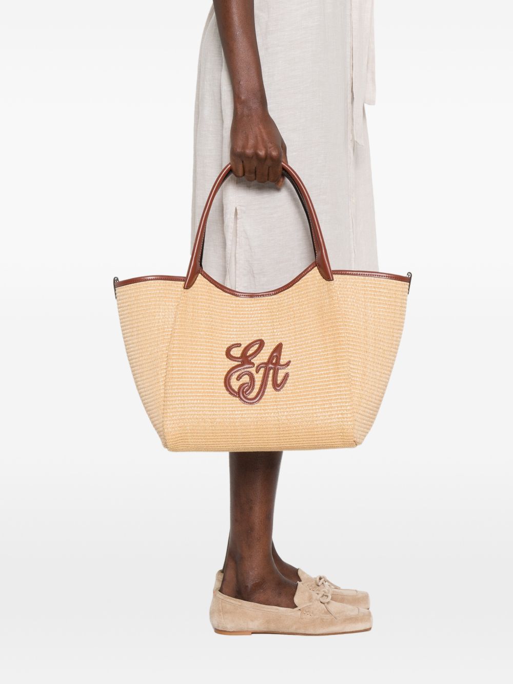 Emporio Armani Woven Straw Medium Shopper Bag