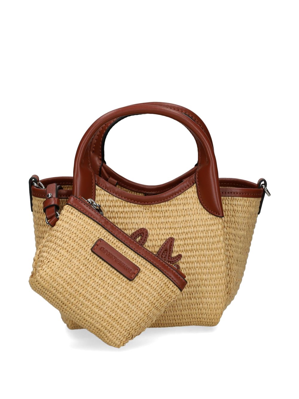 Emporio Armani Woven Straw Small Shopper Bag