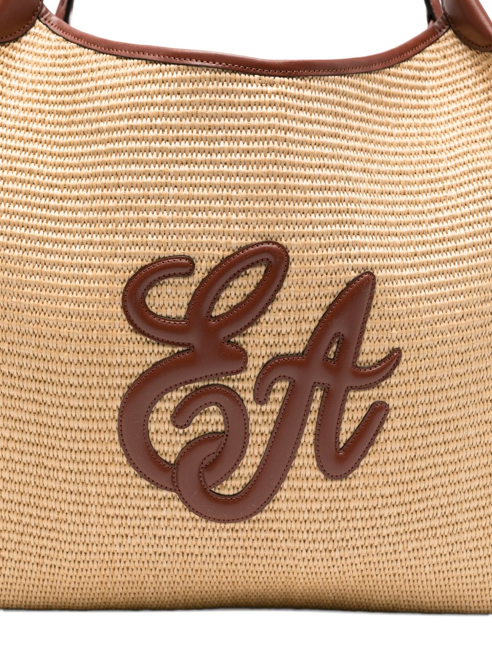 Emporio Armani Large Woven Straw Shopper With Ea Logo