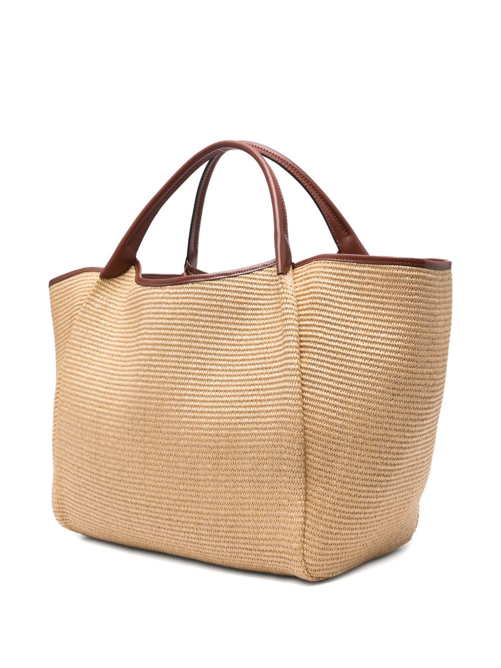Emporio Armani Large Woven Straw Shopper With Ea Logo