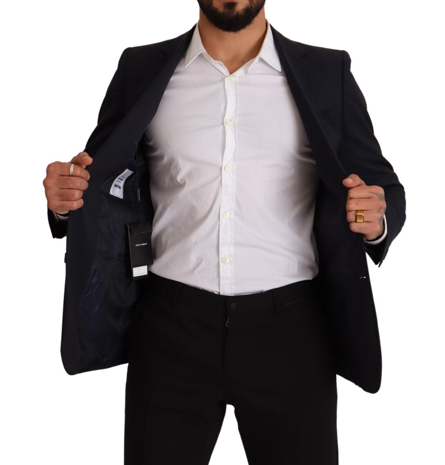 معطف مارتيني أزرق داكن بصف أزرار واحد من دولتشي آند غابانا