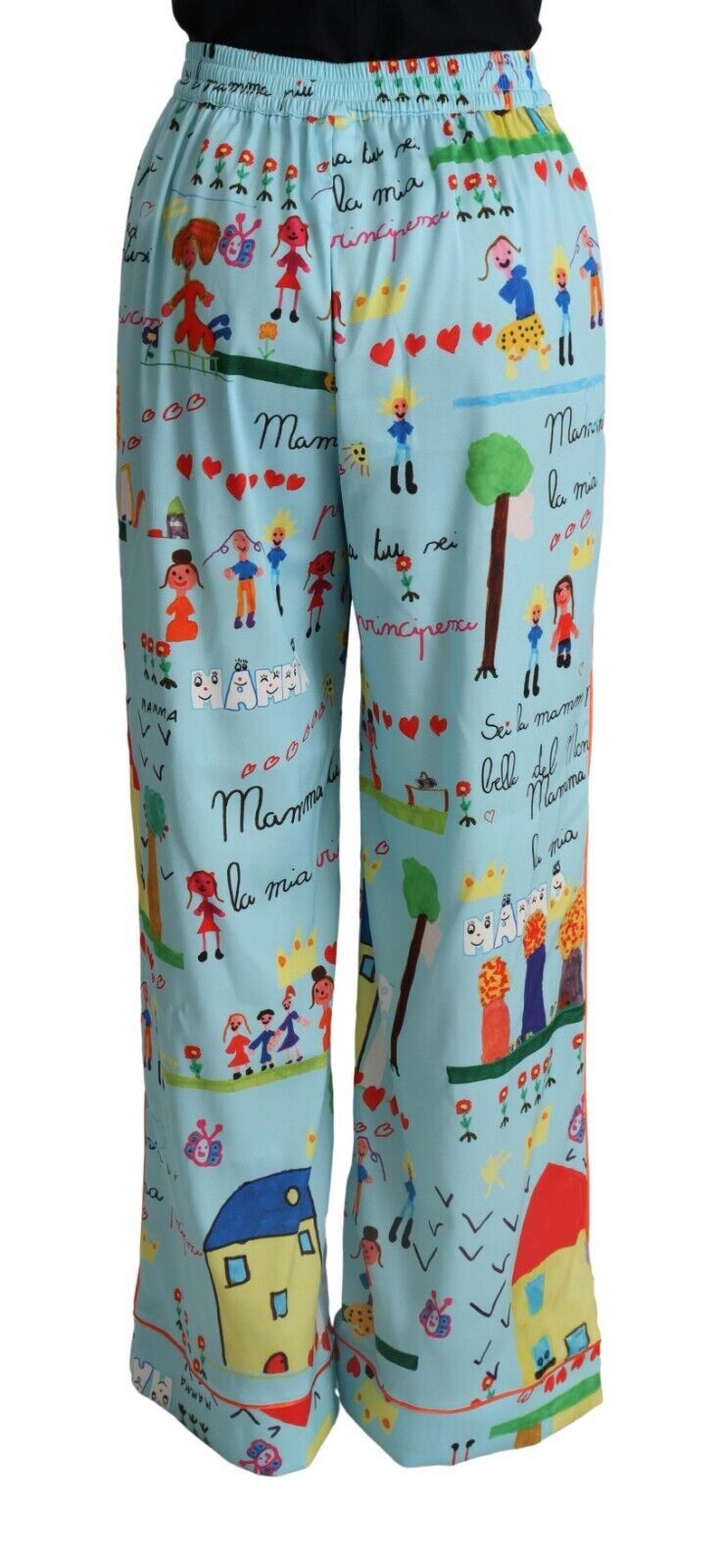 بنطلون دولتشي آند غابانا أزرق فاتح بقصة واسعة وخصر متوسط