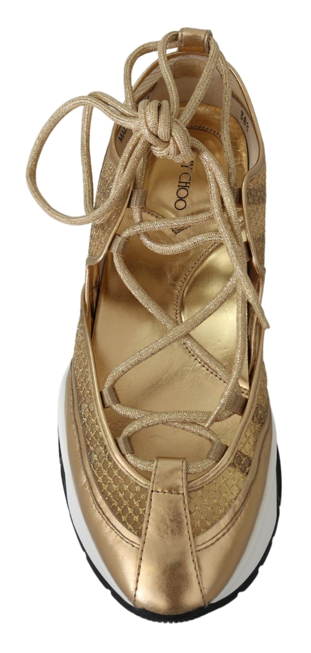 حذاء رياضي من الجلد الشبكي من Jimmy Choo Golden Glamour
