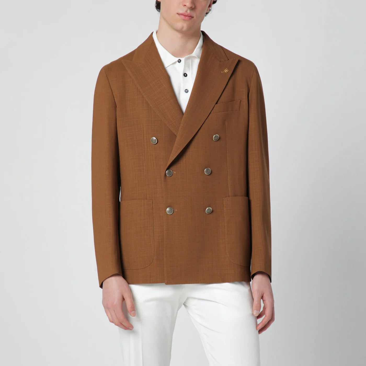 Tagliatore Caramel double-breasted wool jacket