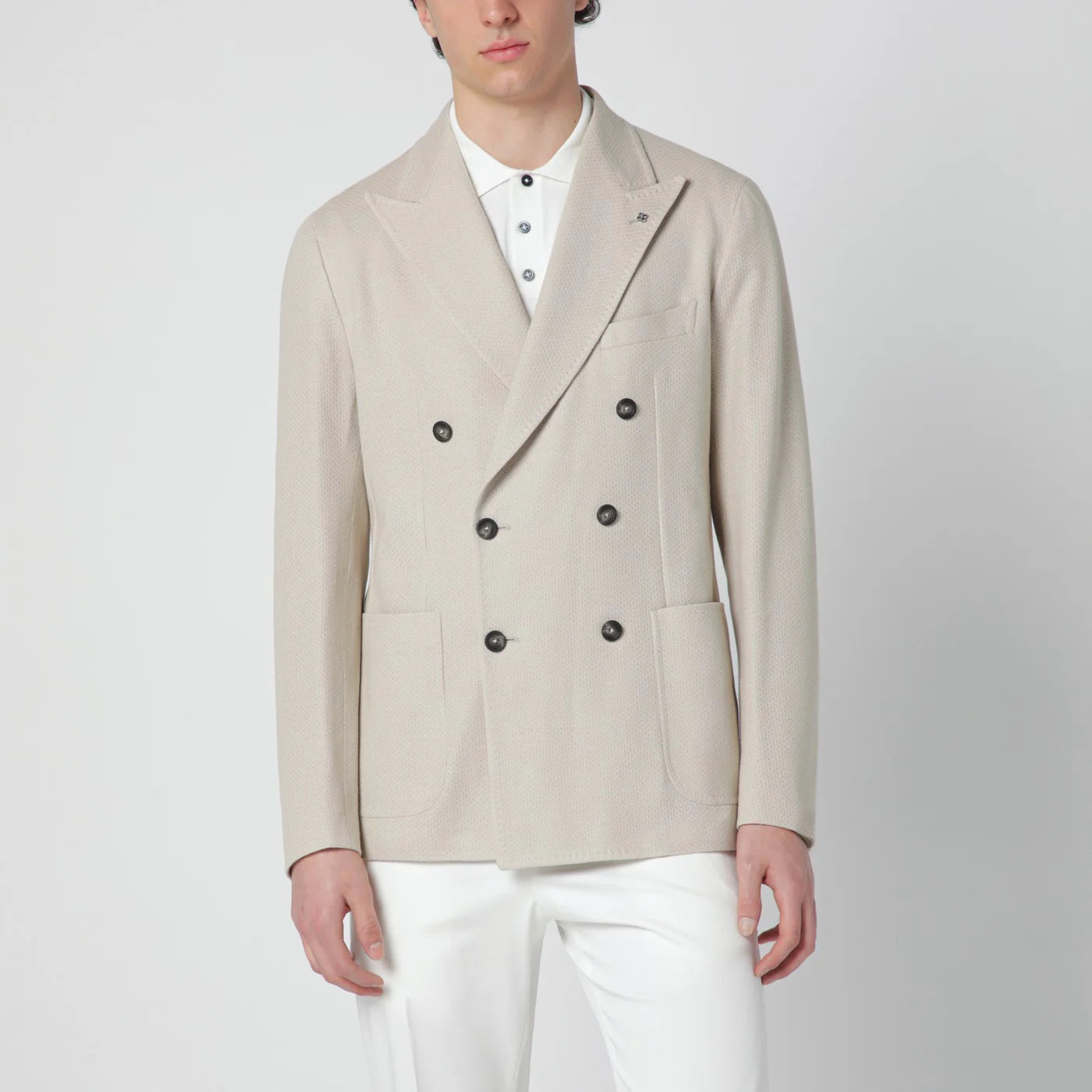 Tagliatore Beige double-breasted cotton jacket