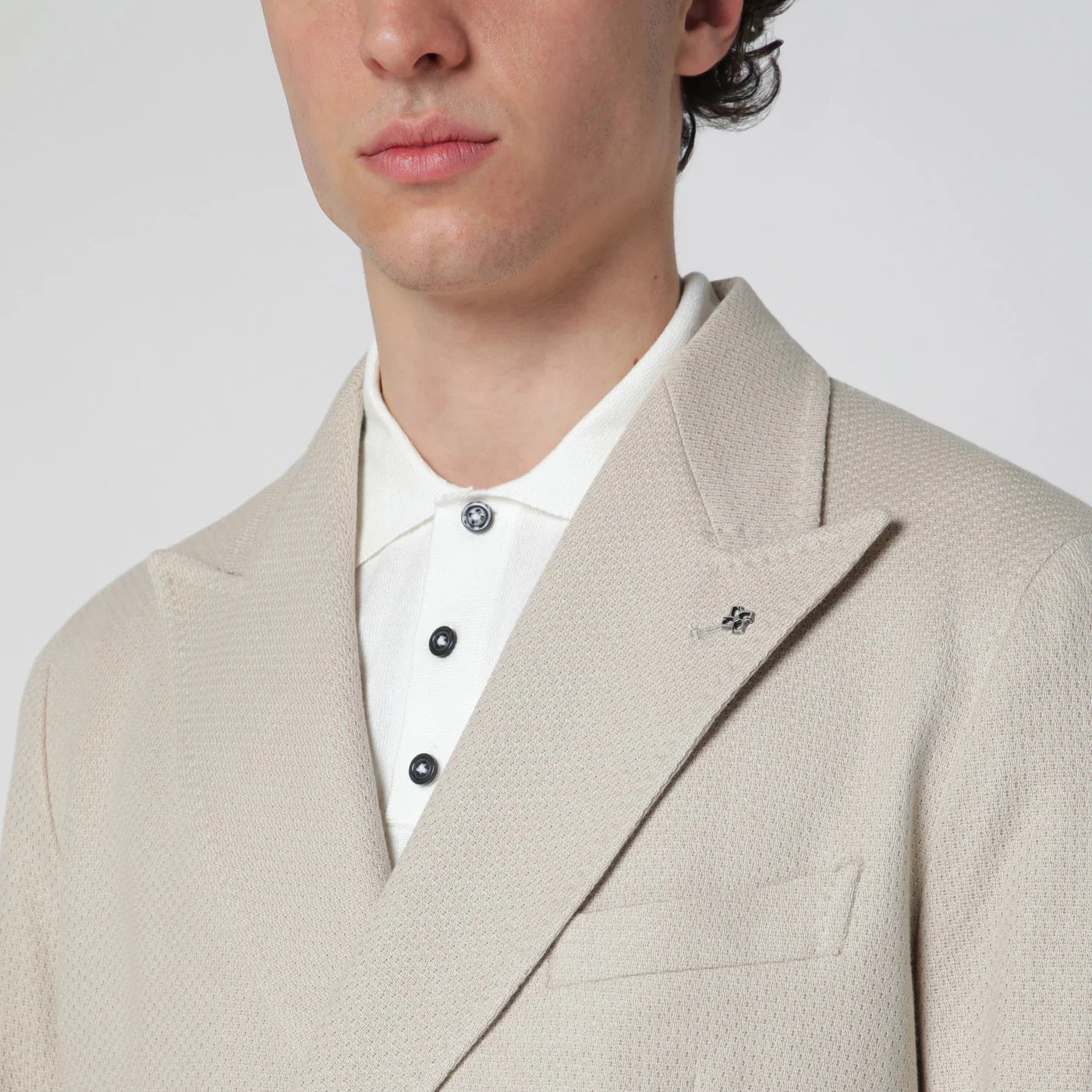 Tagliatore Beige double-breasted cotton jacket