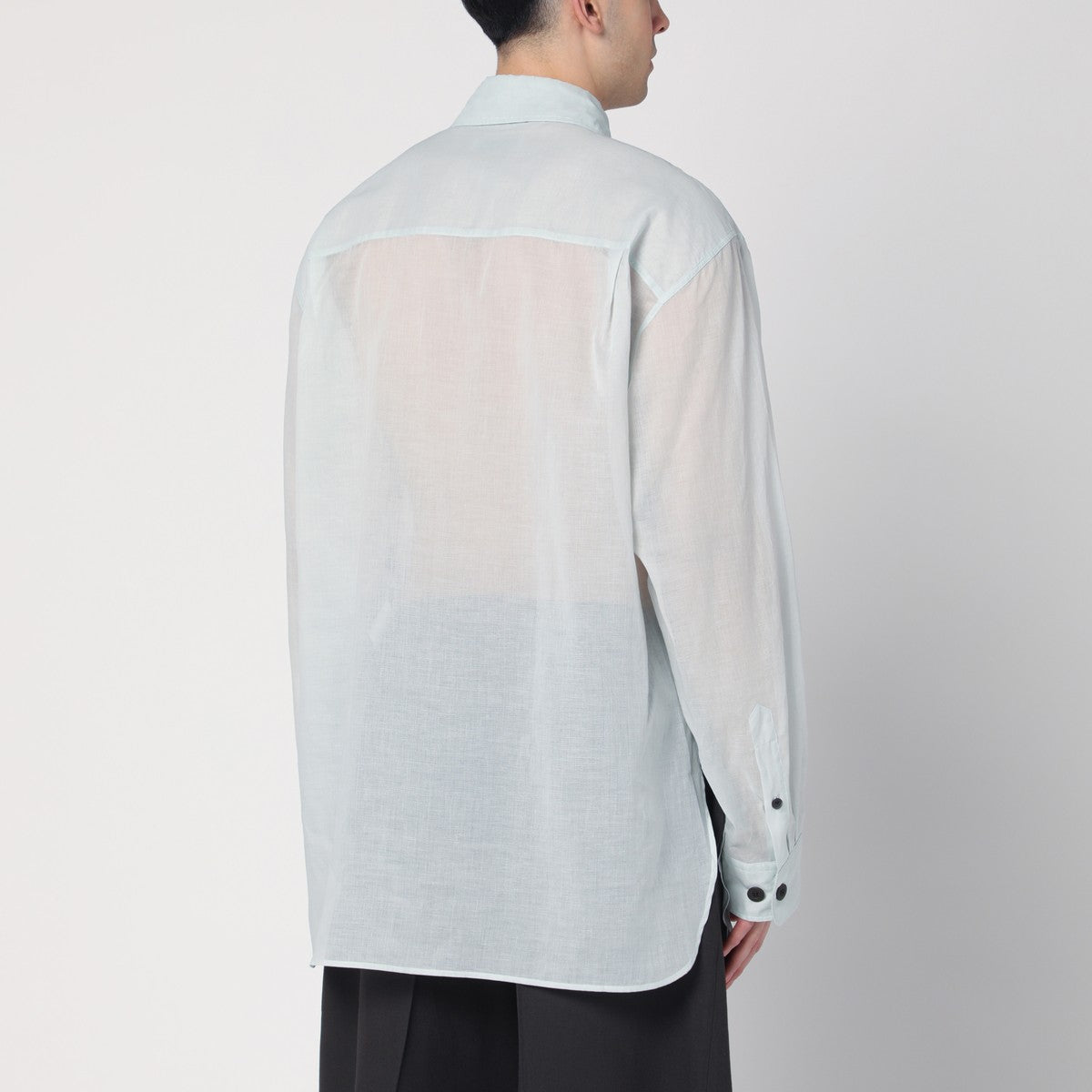 Dries Van Noten Dries Van Noten Light blue ice cotton shirt with pockets