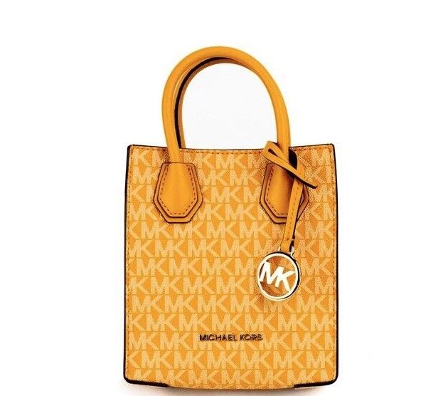 حقيبة تسوق North South من Michael Kors Mercer XS Honeycomb Gold Signature PVC