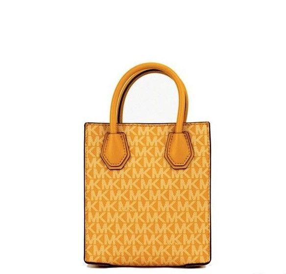 حقيبة تسوق North South من Michael Kors Mercer XS Honeycomb Gold Signature PVC