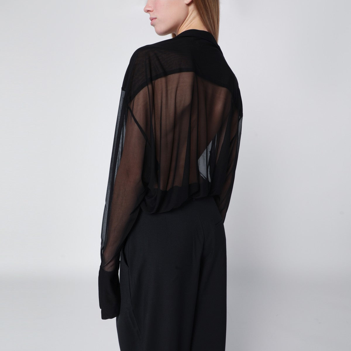 Francesco Murano Francesco Murano Semi-transparent black blouse