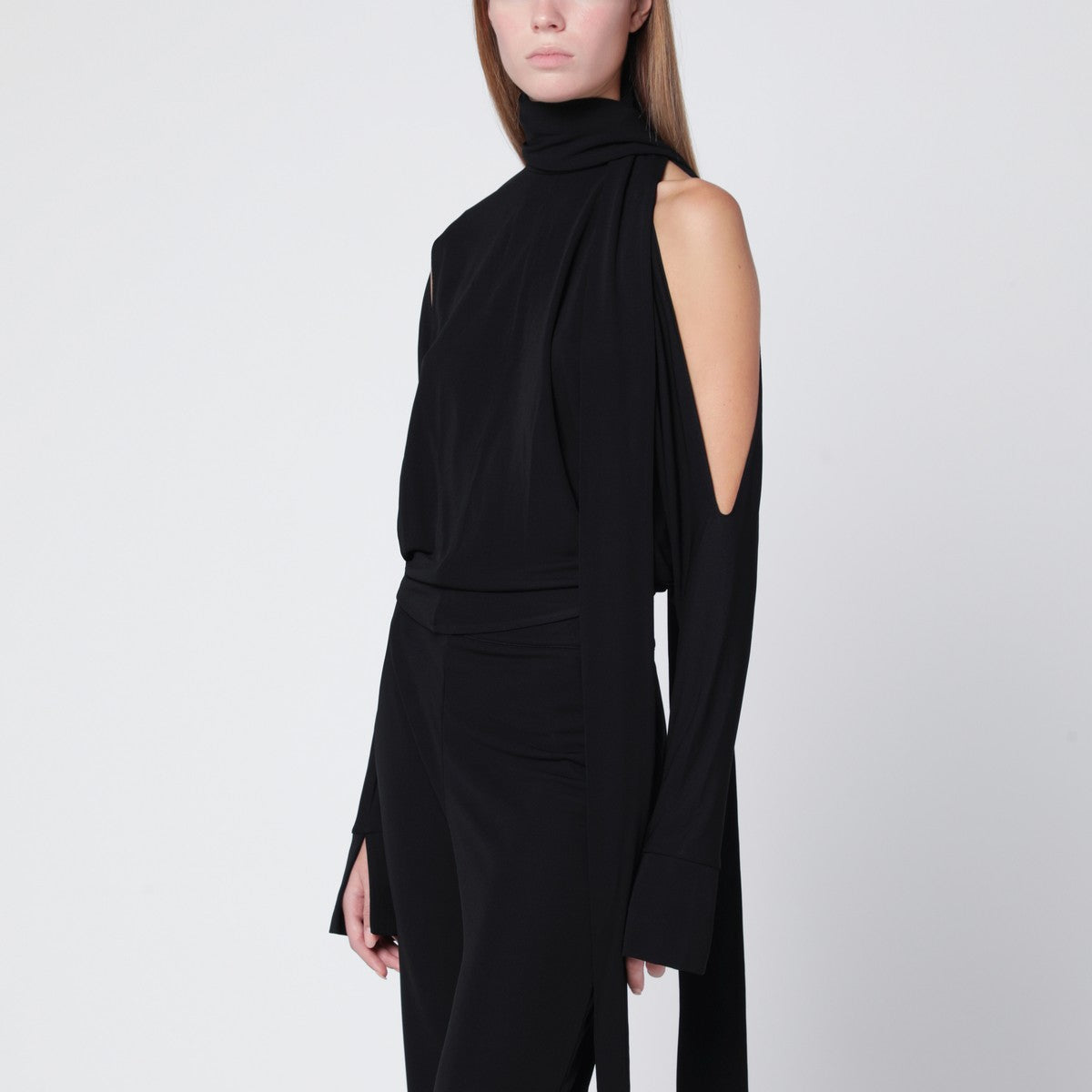 Francesco Murano Francesco Murano Black one-shoulder blouse