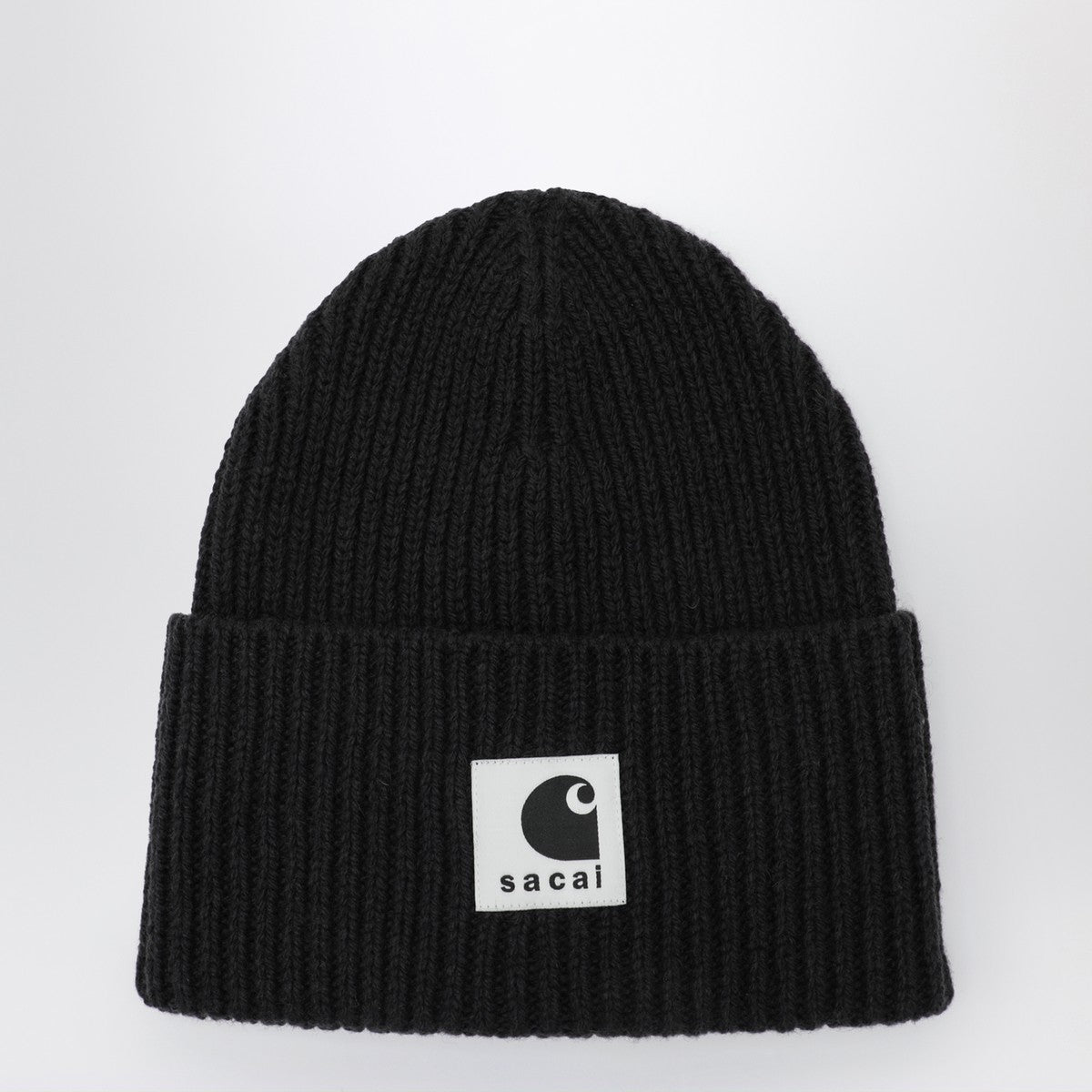 Sacai x Carhartt WIP Sacai x Carhartt WIP Black beanie with logo patch