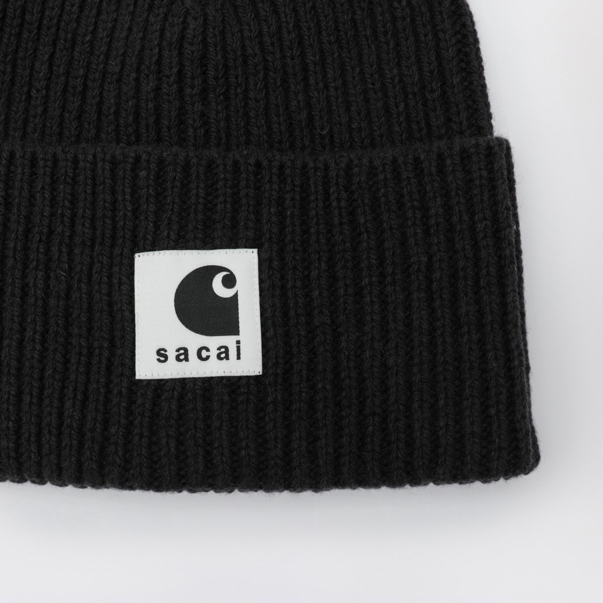 Sacai x Carhartt WIP Sacai x Carhartt WIP Black beanie with logo patch