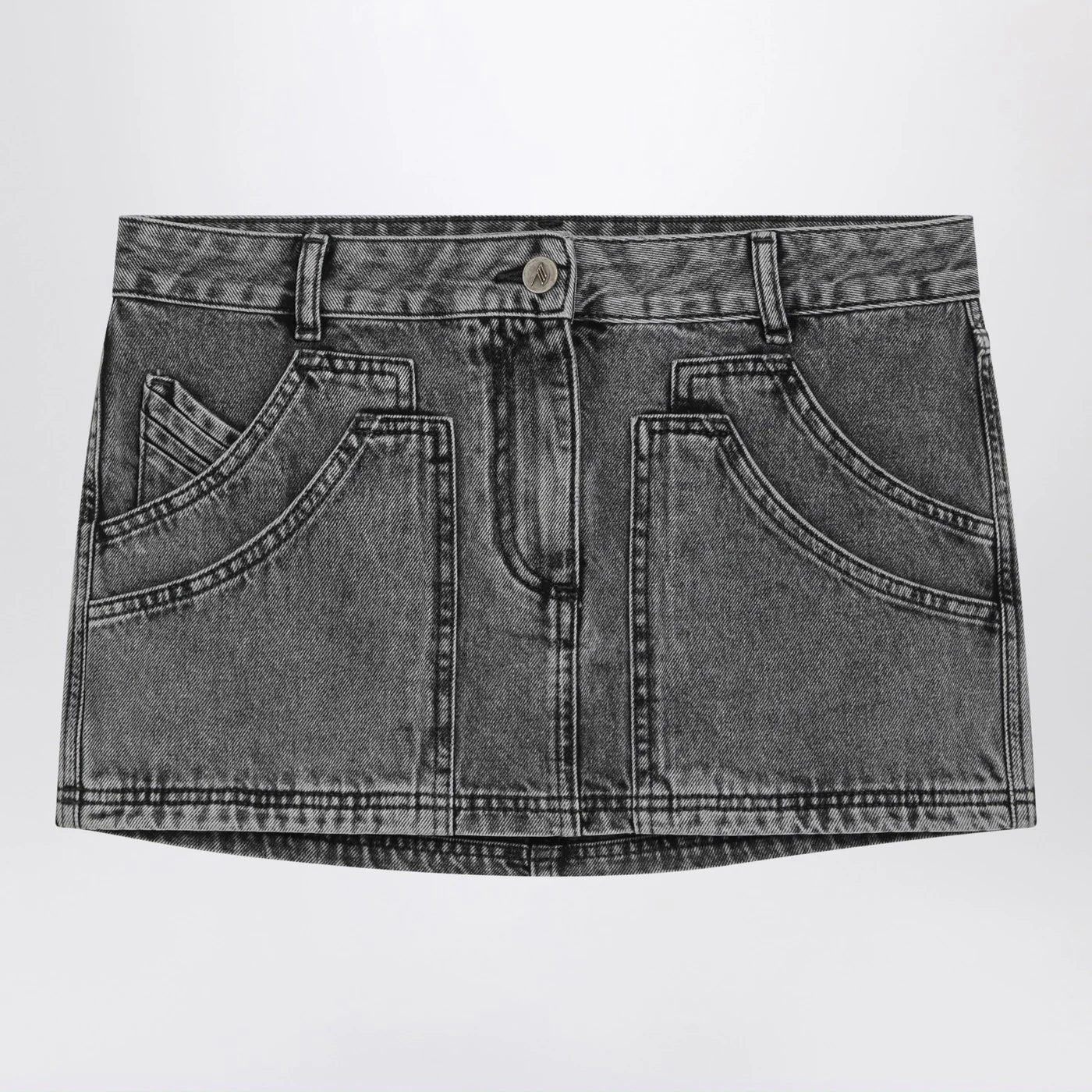 The Attico Black denim mini skirt