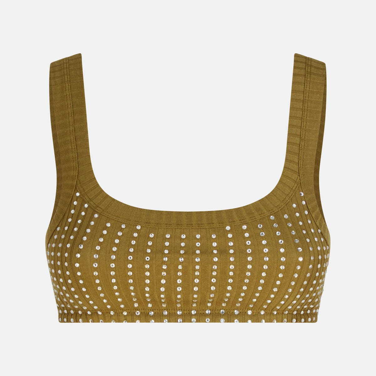 The Attico The Attico Military green top with rhinestones