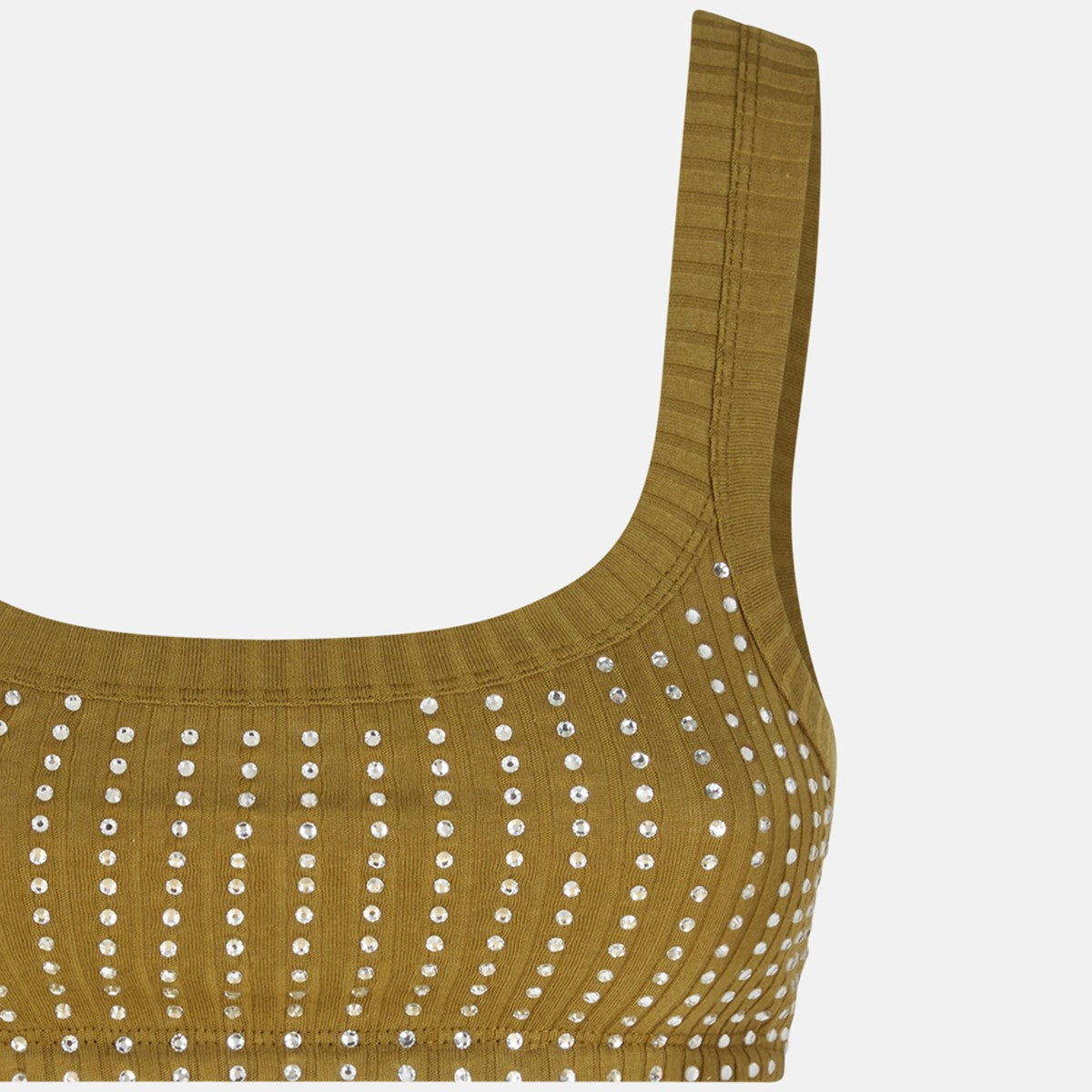 The Attico The Attico Military green top with rhinestones