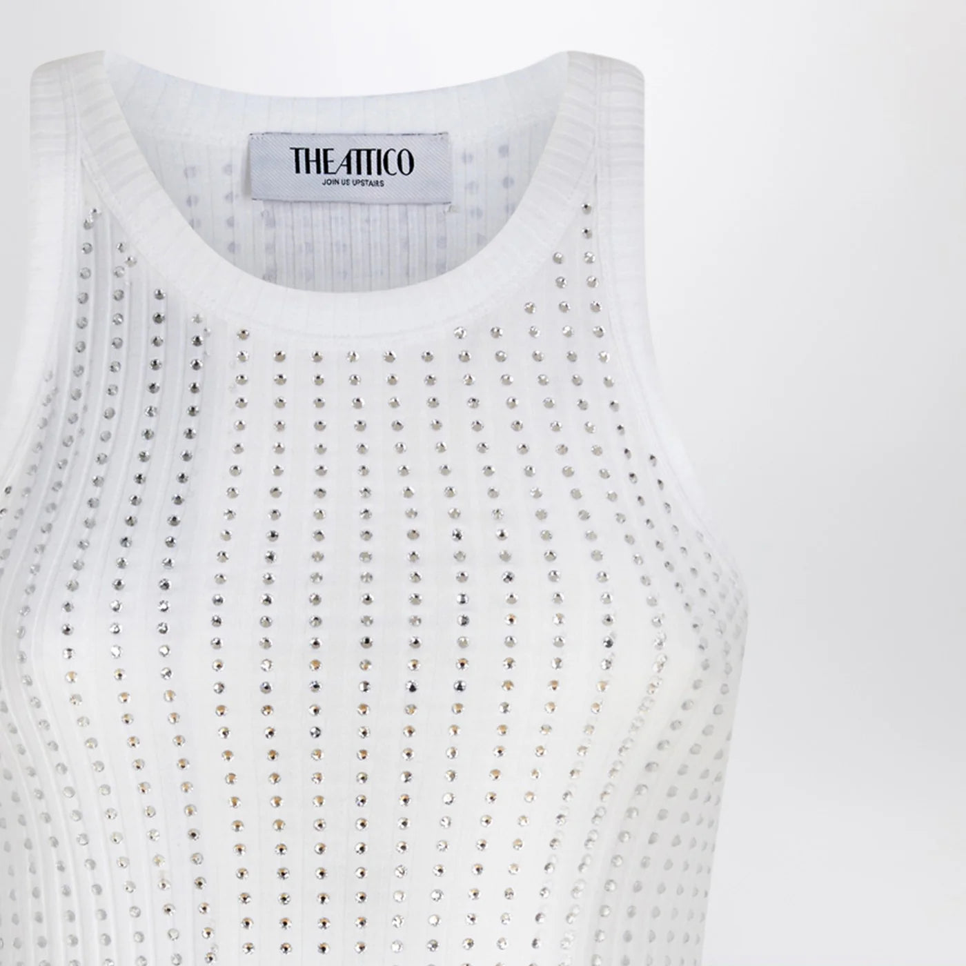 The Attico The Attico White tank top with rhinestones